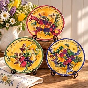 Cypress Home Salad Plates Fruit Harvest Gratitude Set of 3 Harvest Italian Style